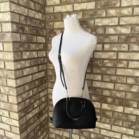 COACH MINI SIERRA DOME CROSSGRAIN LEATHER SATCHEL CROSSBODY BAG Black Leather - Picture 3 of 15